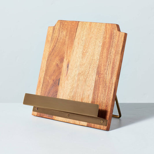 Wood Cookbook Holder with Metal Ledge