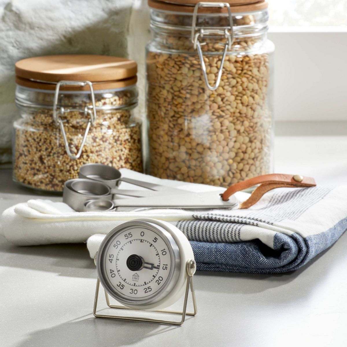 Metal Kitchen Cooking Timer Sour Cream/Silver