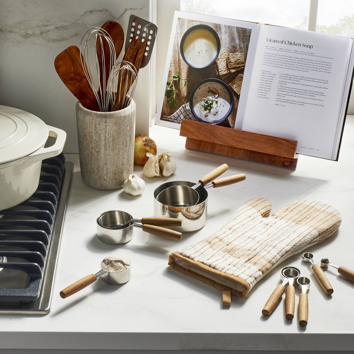5pc Wood & Stainless Steel Measuring Spoons