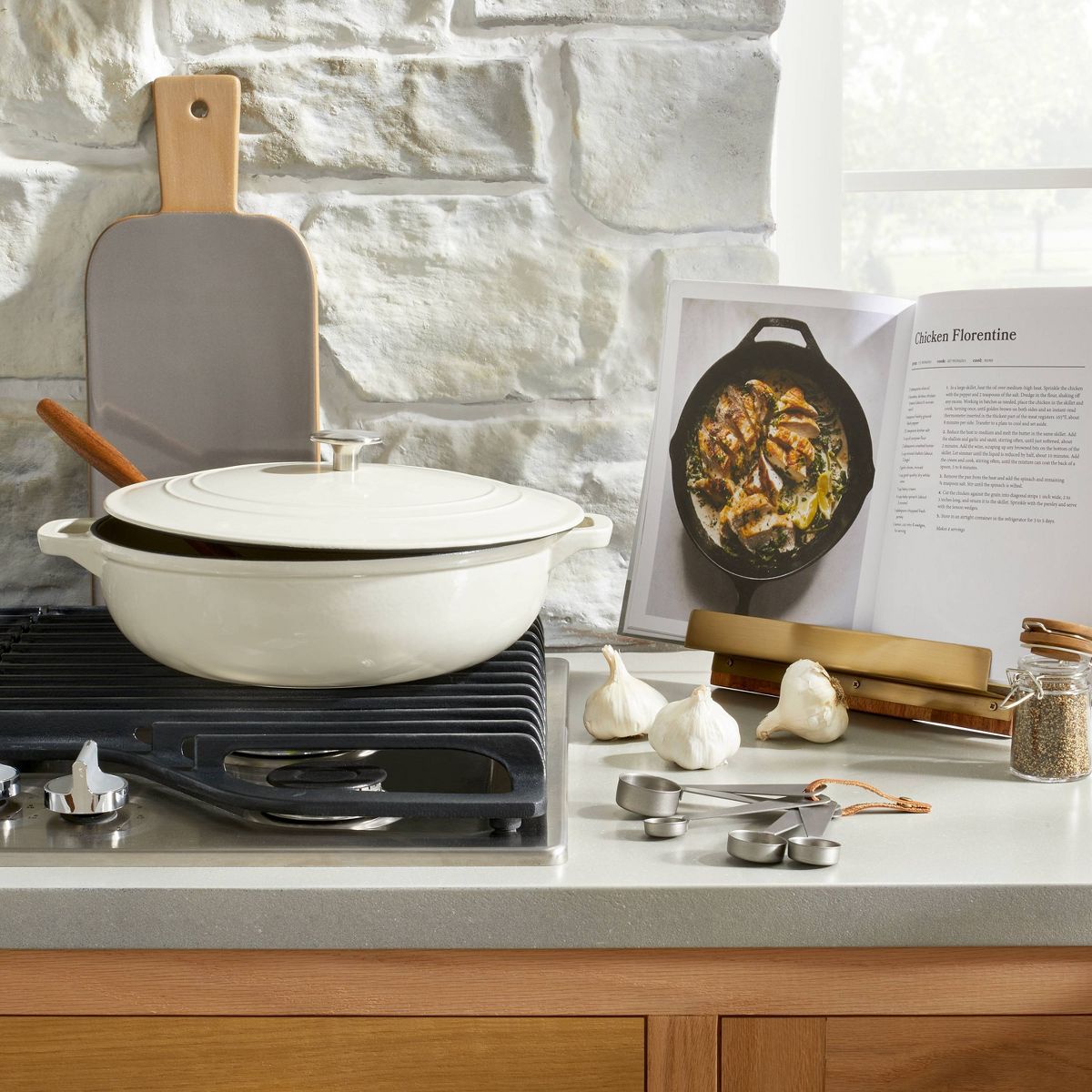 Wood Cookbook Holder with Metal Ledge