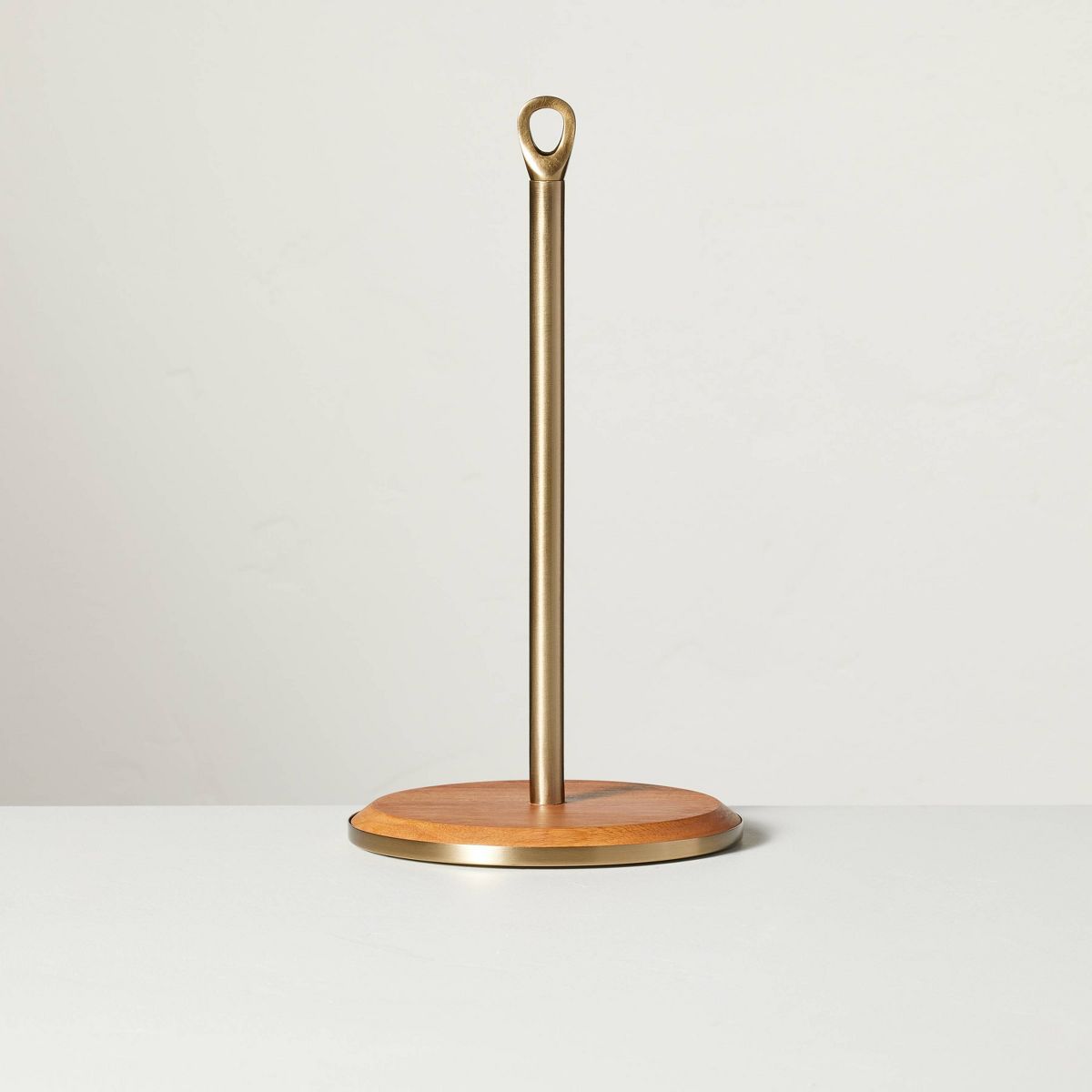 Wood & Brass Paper Towel Holder
