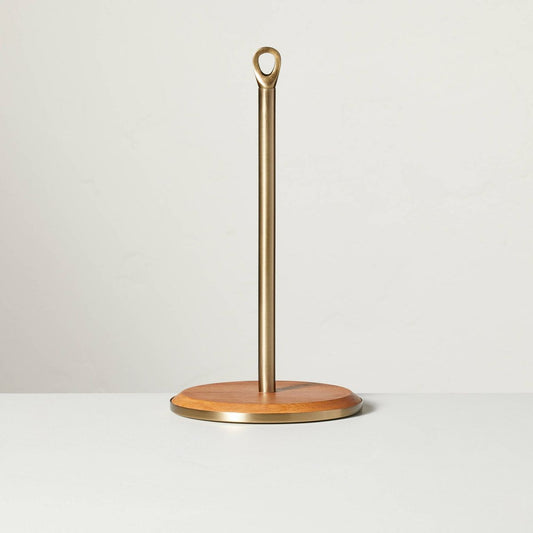 Wood & Brass Paper Towel Holder