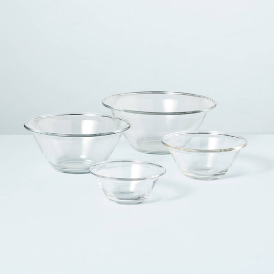 4pc Glass Mixing Bowl Set Clear