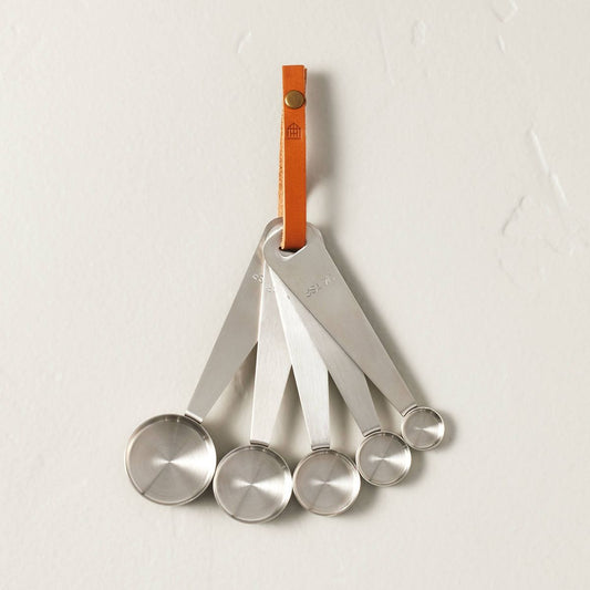 5pc Measuring Spoon Set Vintage Silver Finish