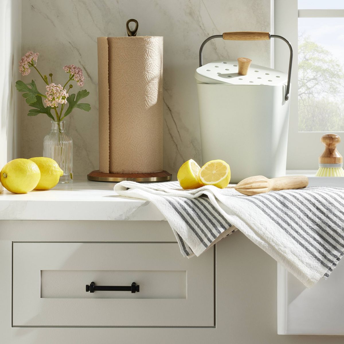 Wood & Brass Paper Towel Holder