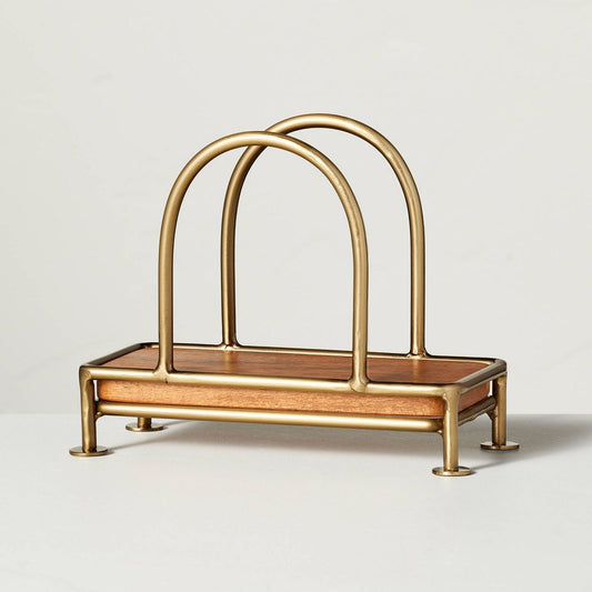 Wood & Brass Napkin Holder