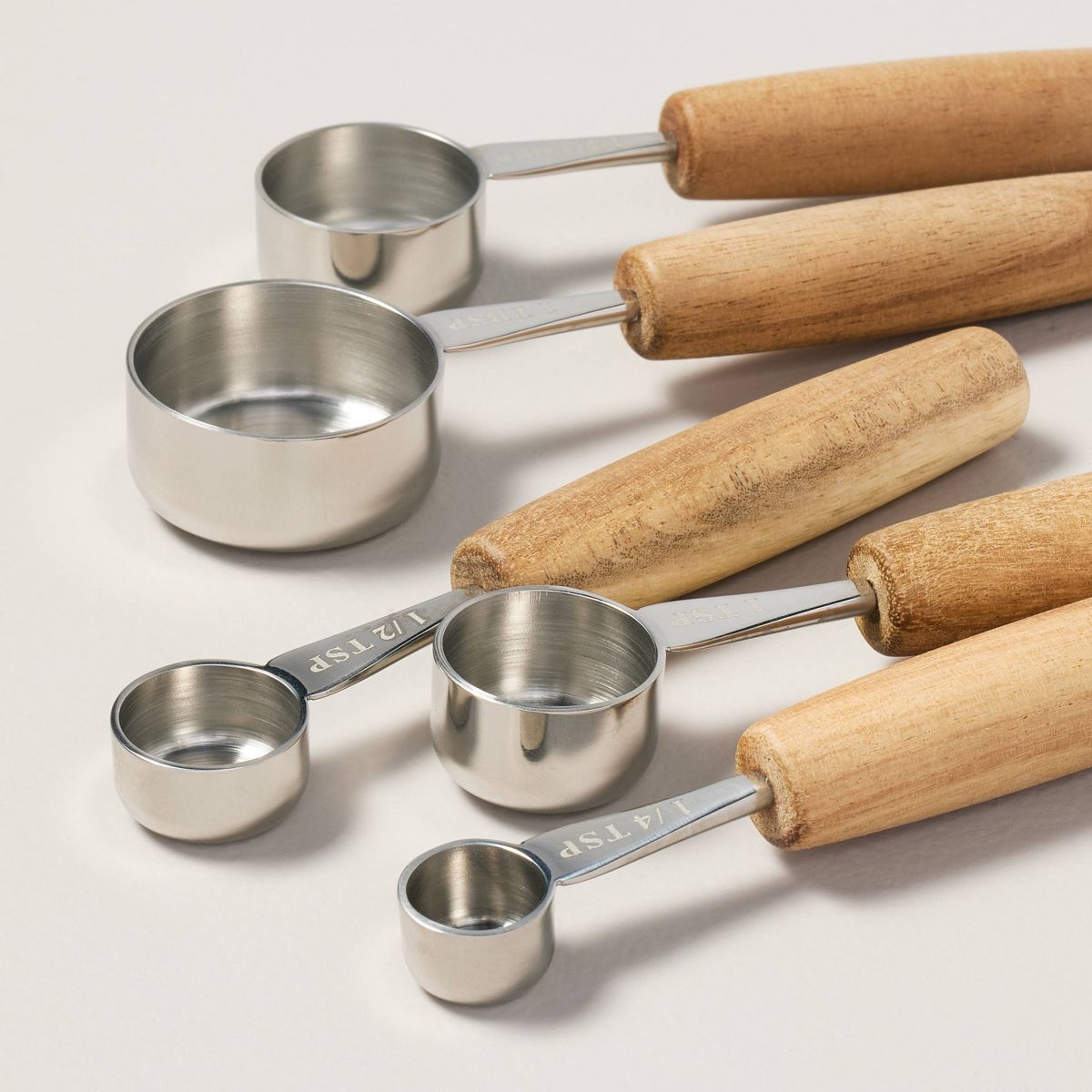 5pc Wood & Stainless Steel Measuring Spoons