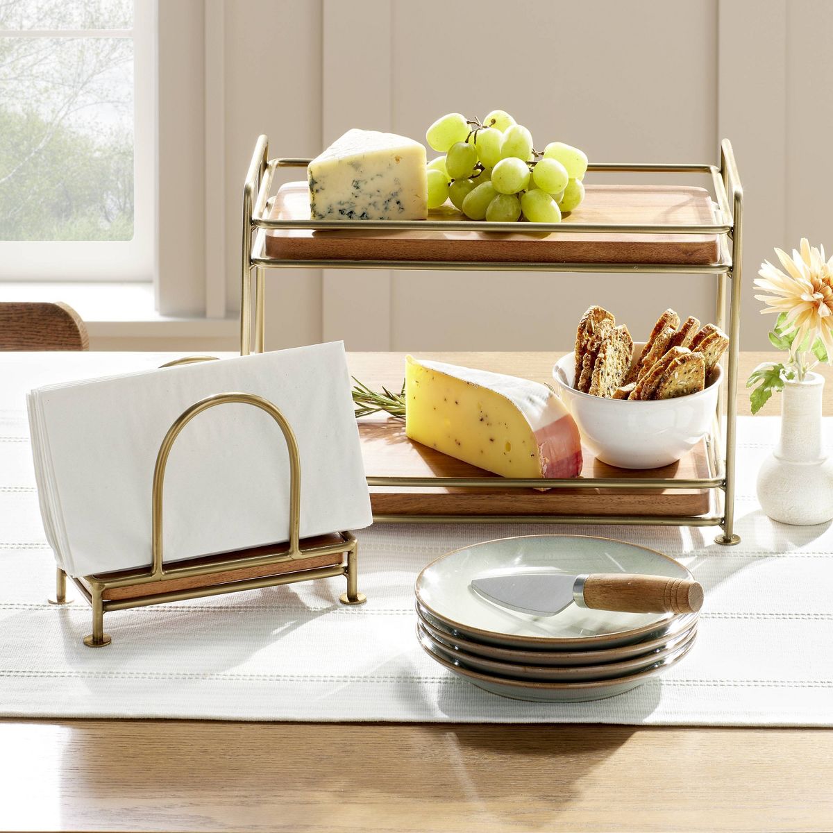 Wood & Brass Napkin Holder