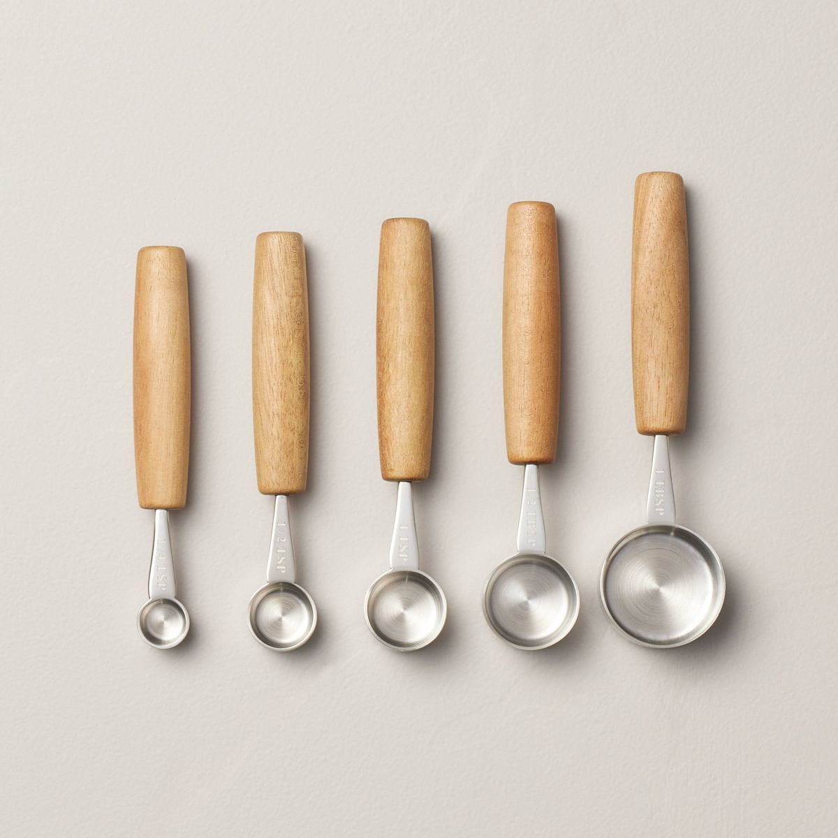 5pc Wood & Stainless Steel Measuring Spoons