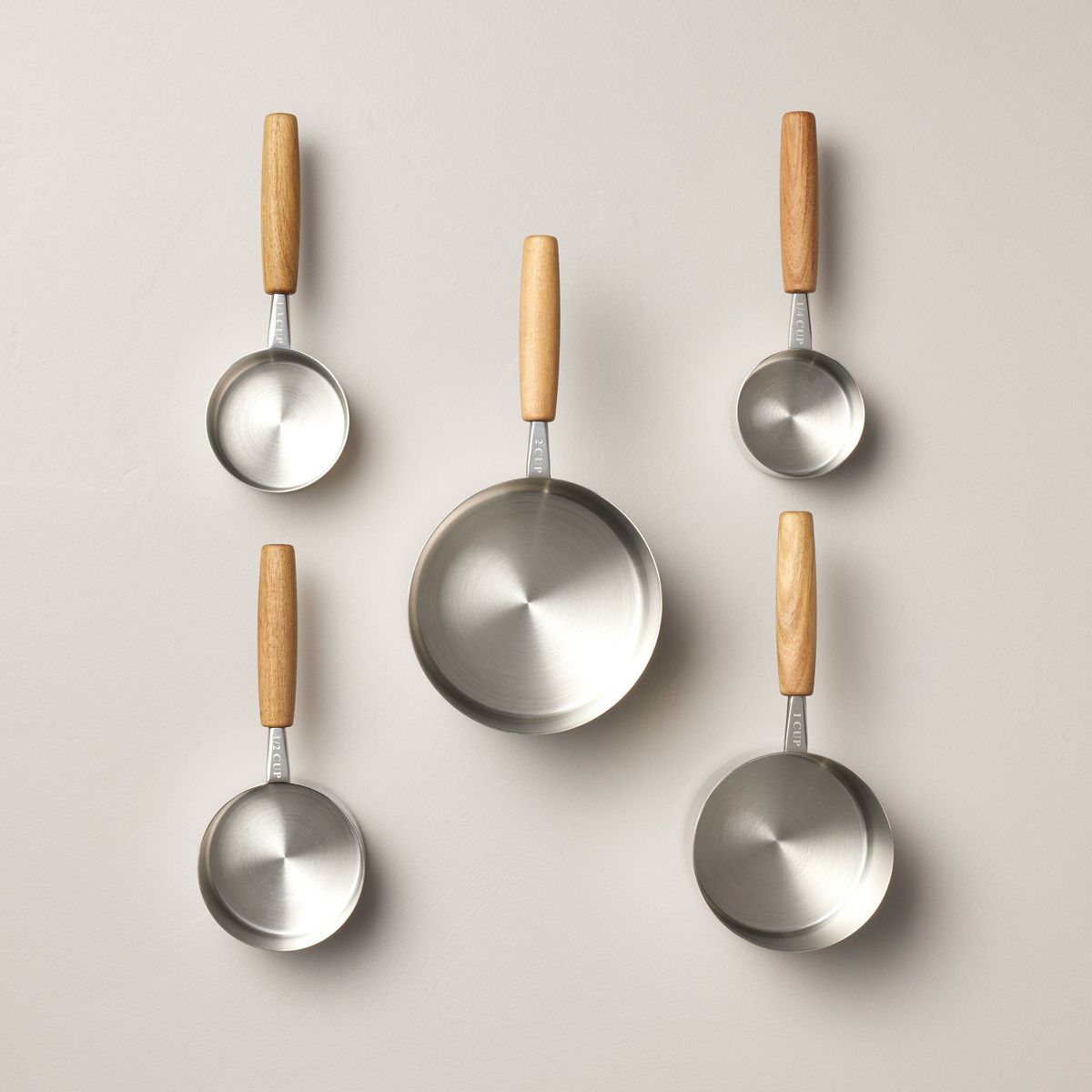5pc Wood & Stainless Steel Measuring Cups